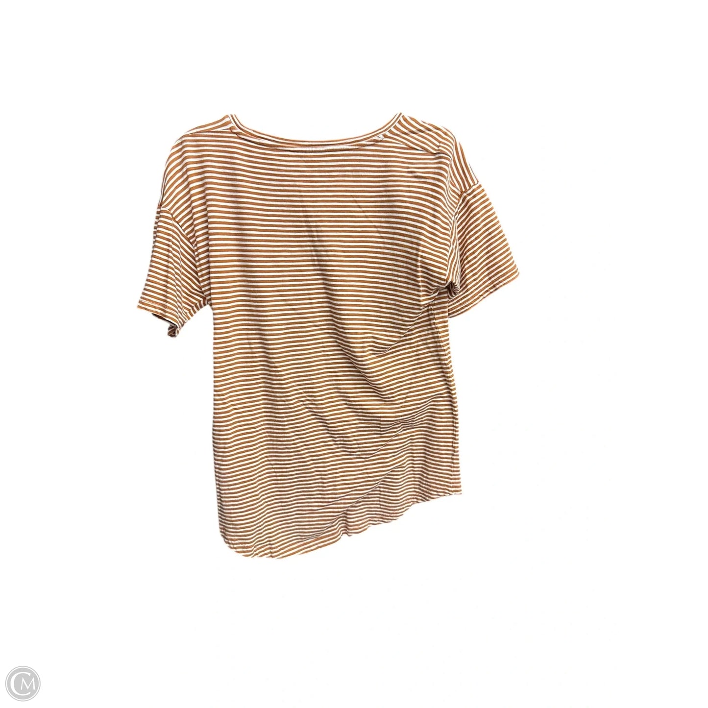 Top Short Sleeve Basic By Madewell In Orange & White, Size: S