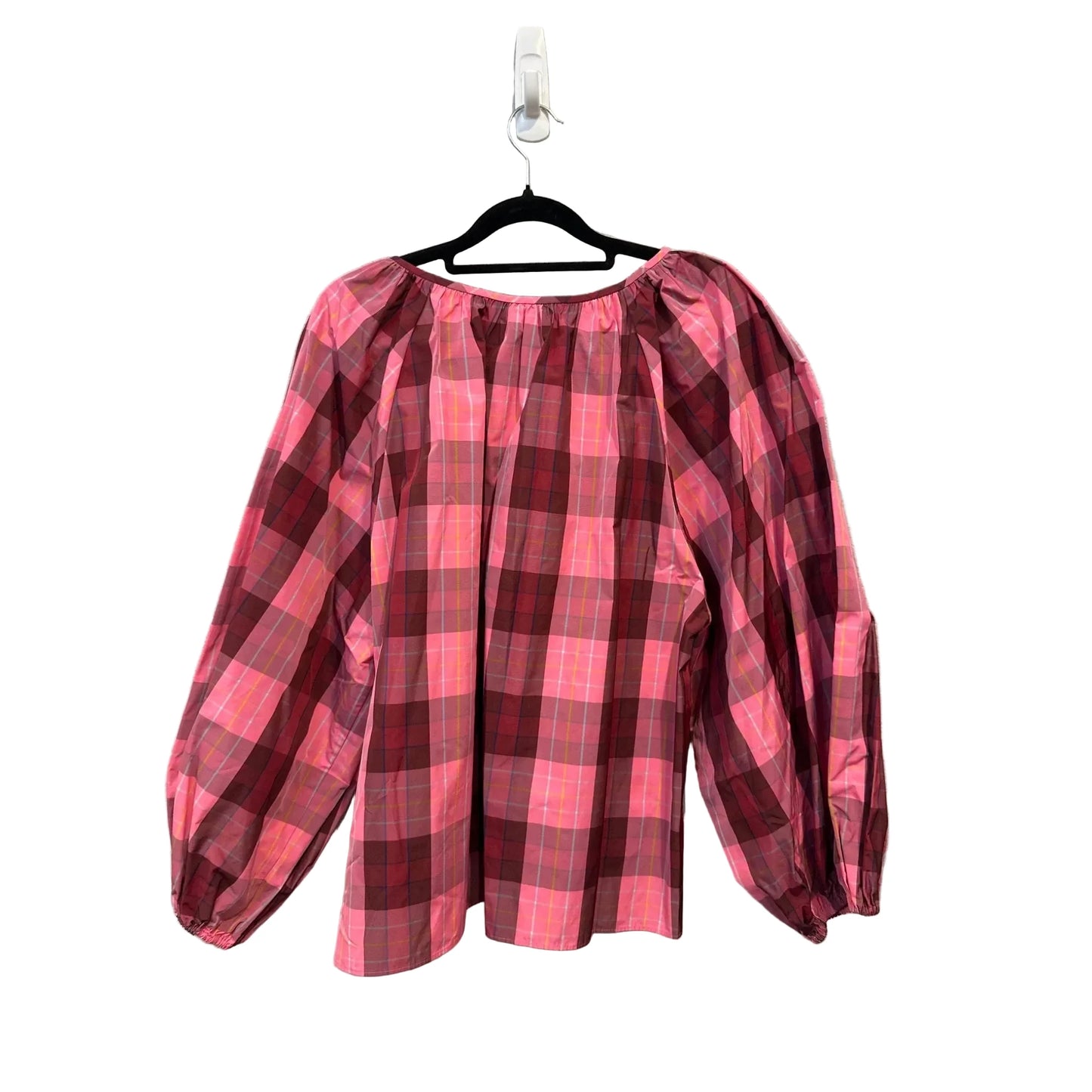 Top Long Sleeve Designer By Kate Spade In Plaid Pattern, Size: L