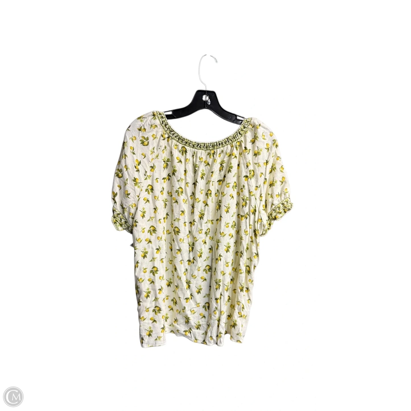 Top Short Sleeve By Max Studio In Ivory, Size: L