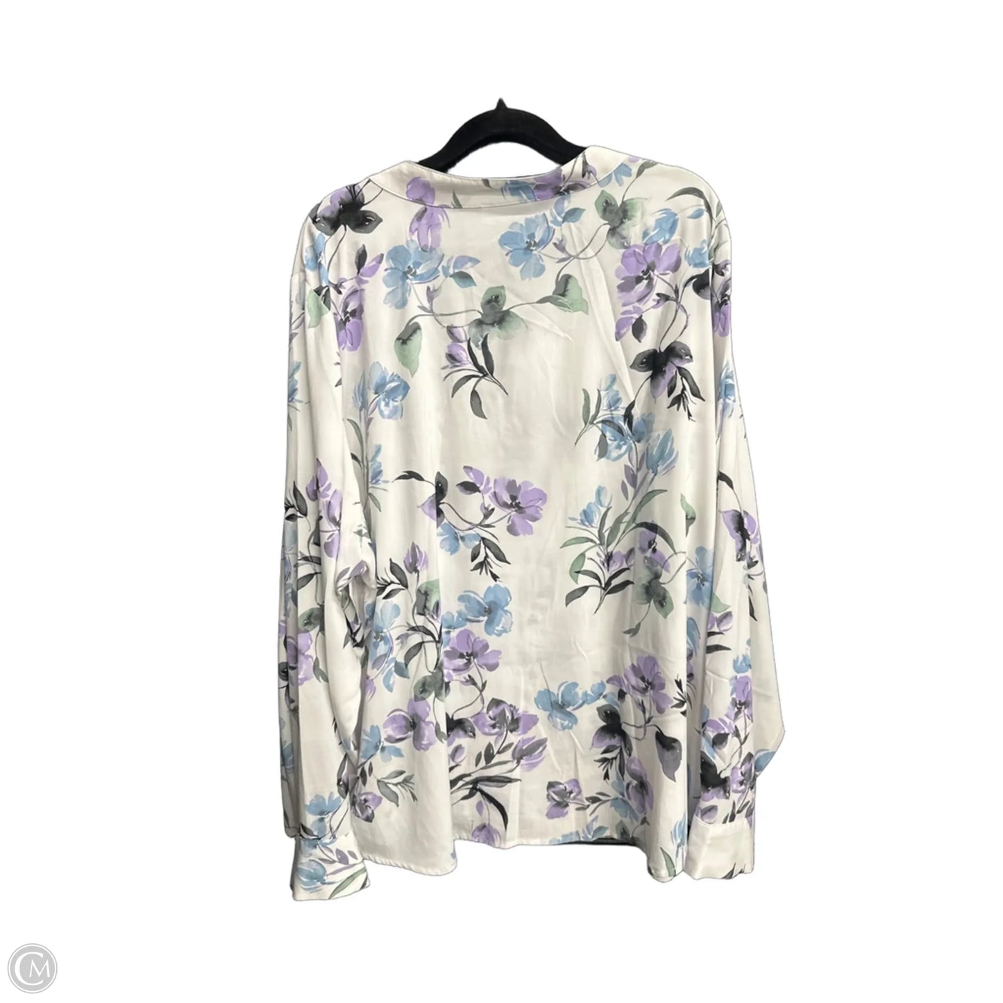 Top Long Sleeve By Calvin Klein In Floral Print, Size: 2x