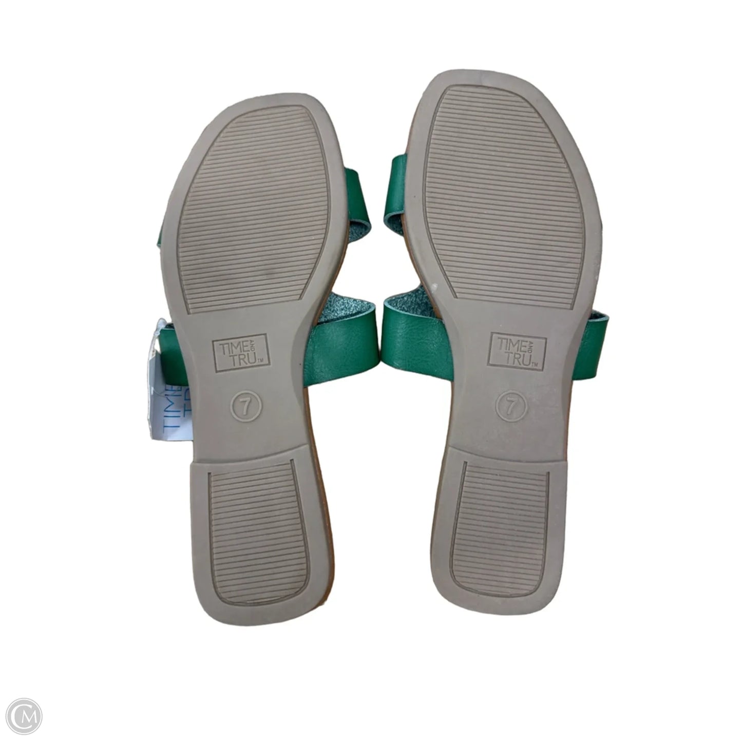 Sandals Flats By Time And Tru In Brown & Green, Size: 7