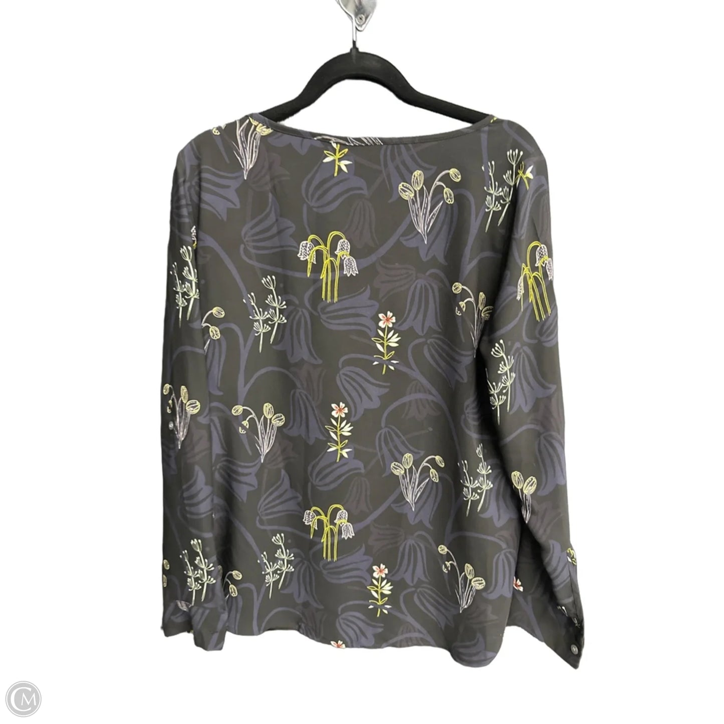 Blouse Long Sleeve By Loft In Black & Purple, Size: M
