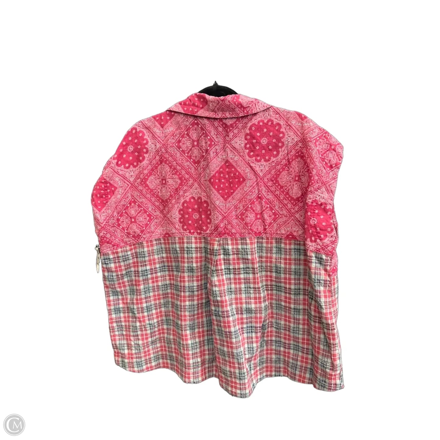 Top Short Sleeve By Easel In Plaid Pattern, Size: L
