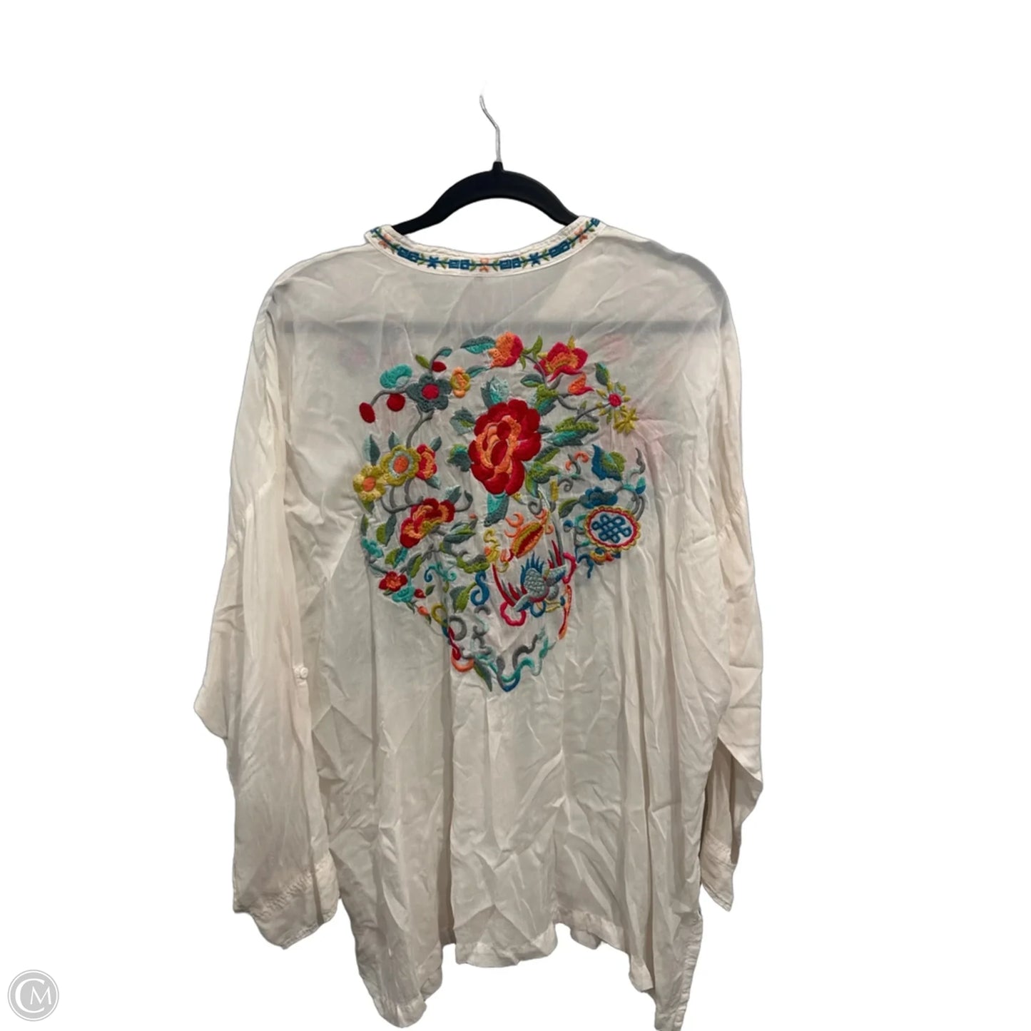 Blouse Long Sleeve By Johnny Was In White, Size: L