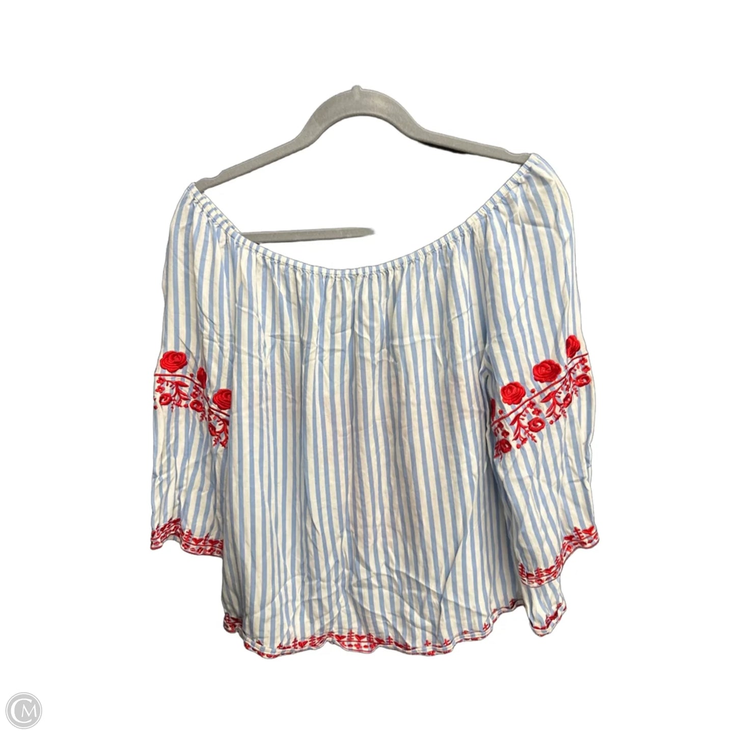 Top Short Sleeve By Gianni Bini In Striped Pattern, Size: L