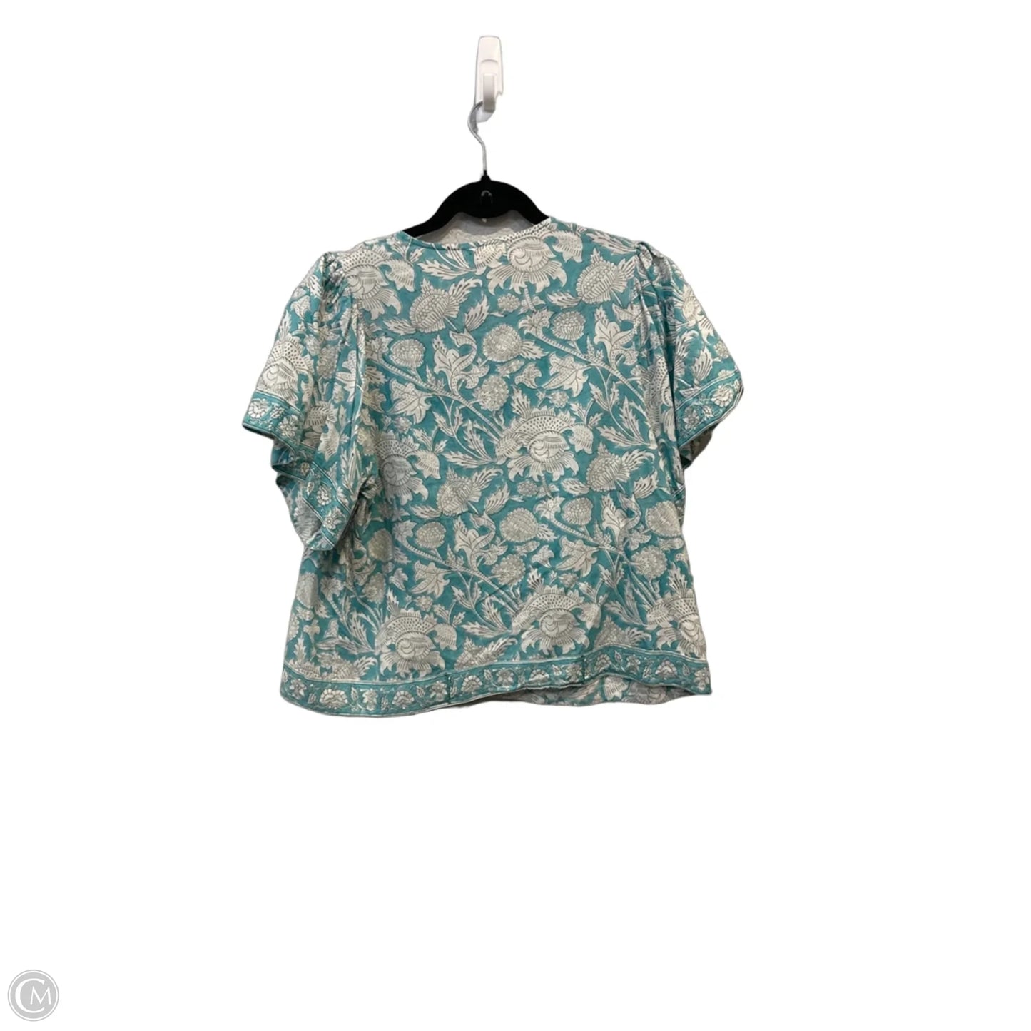 Blouse Short Sleeve By Clothes Mentor In Blue & White, Size: M