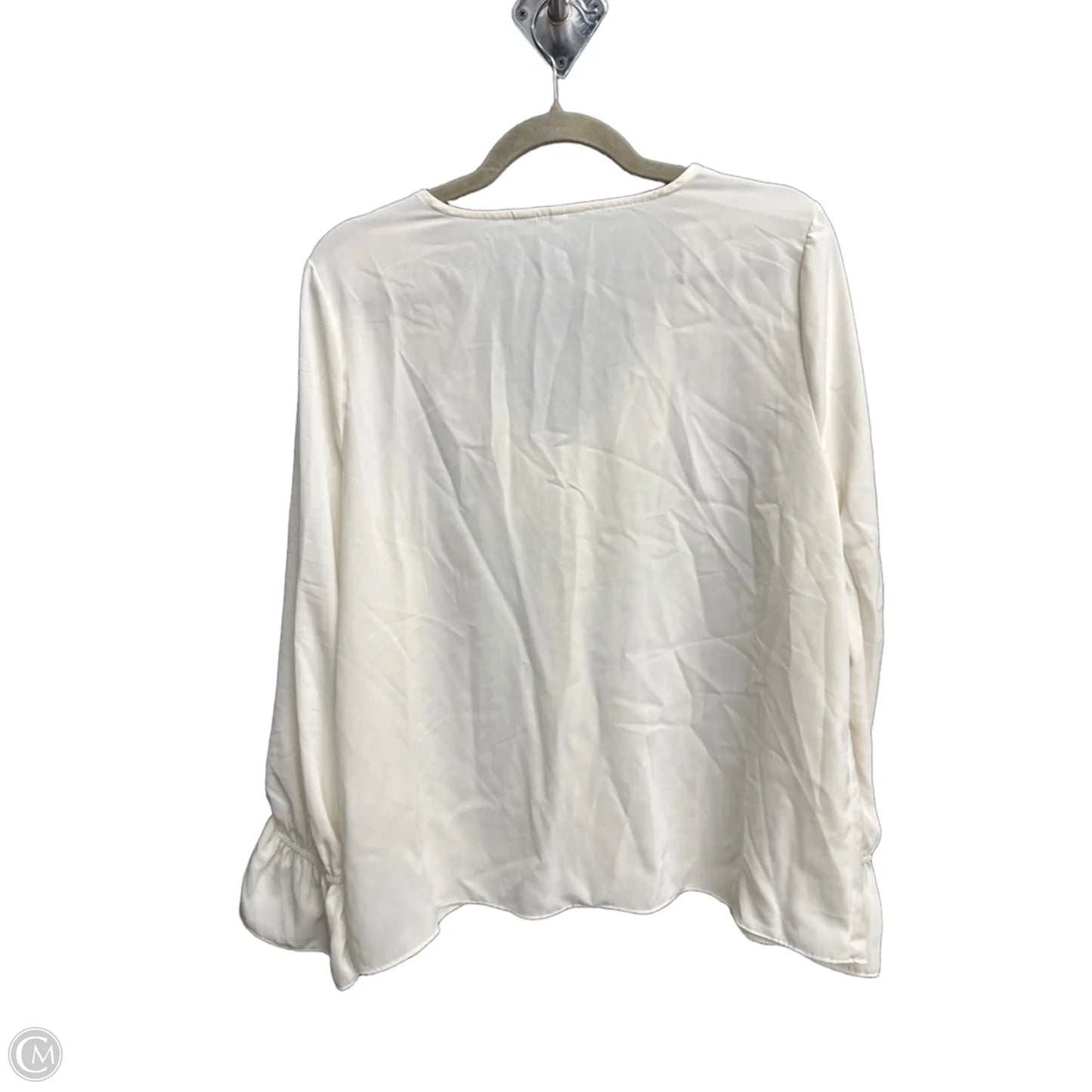 Blouse Long Sleeve By Cato In White, Size: L