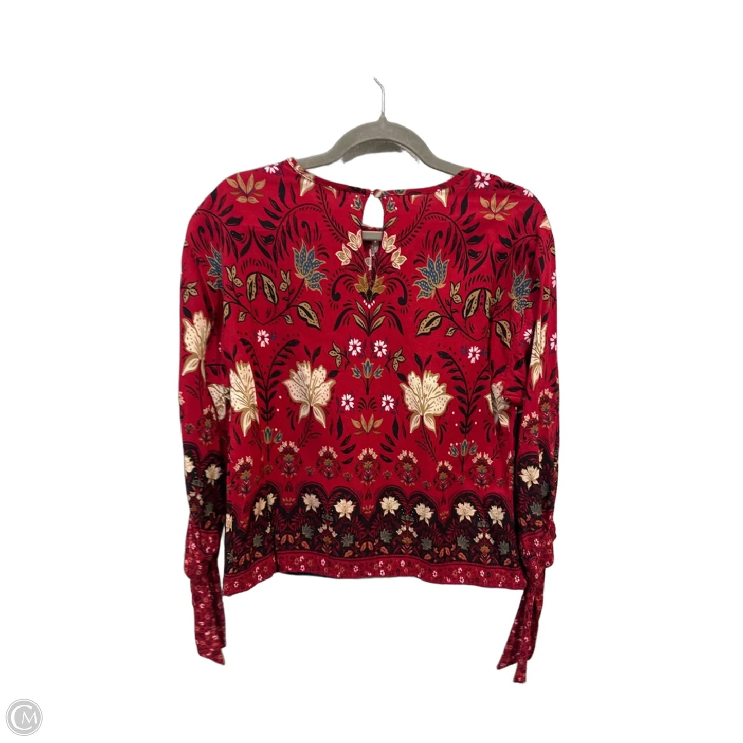 Blouse Long Sleeve By Loft In Black & Red, Size: Xs