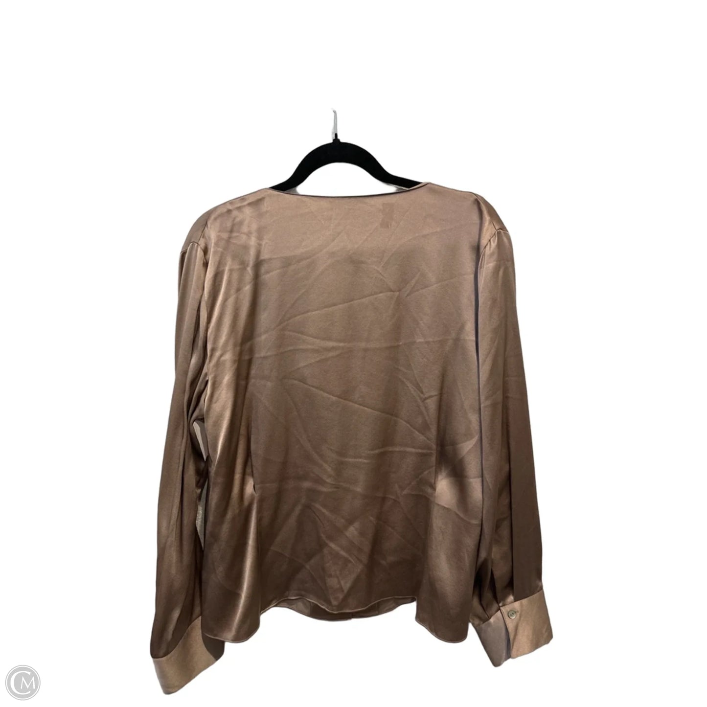 Blouse Long Sleeve By Vince In Brown, Size: L