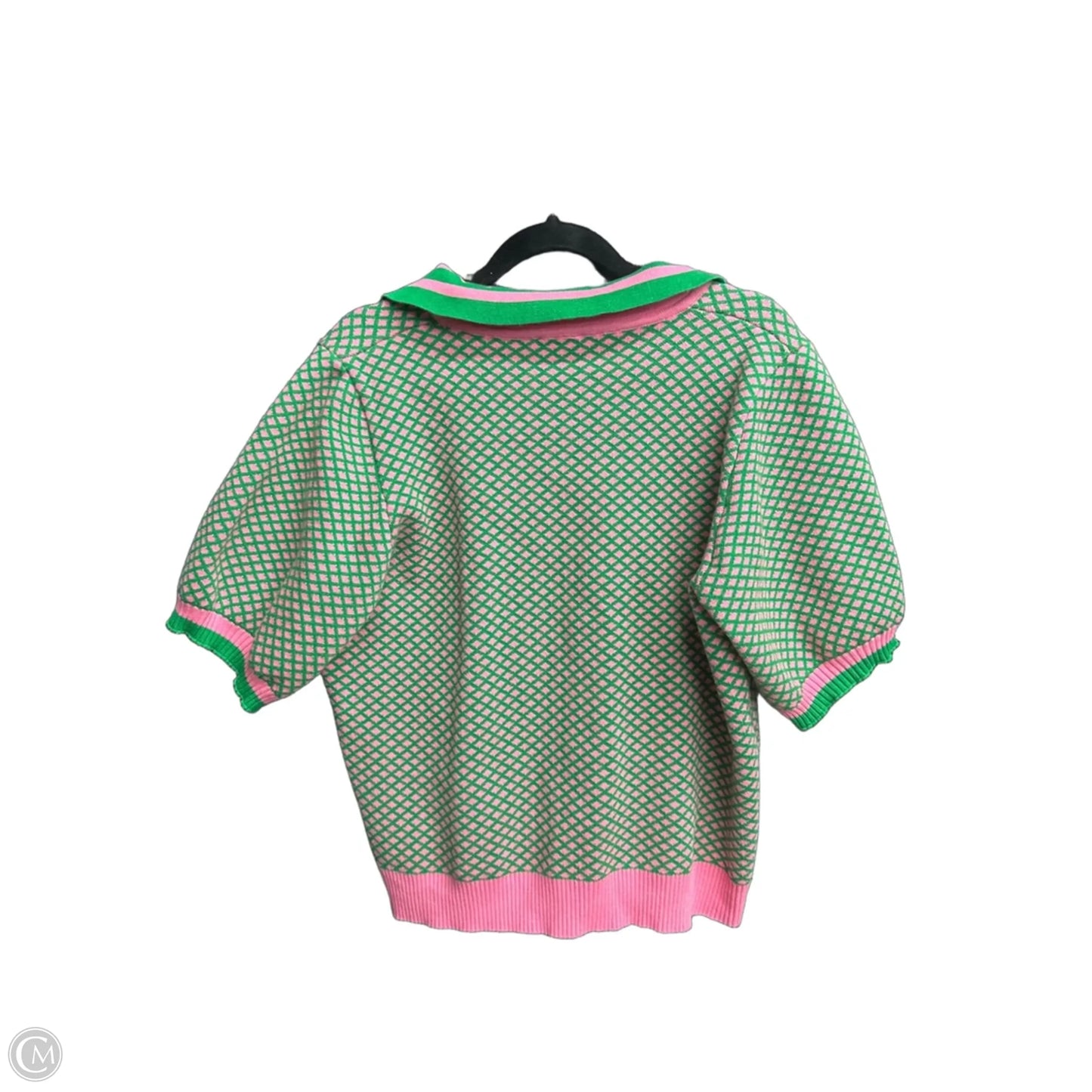 Sweater Short Sleeve By Voy In Green & Pink, Size: L
