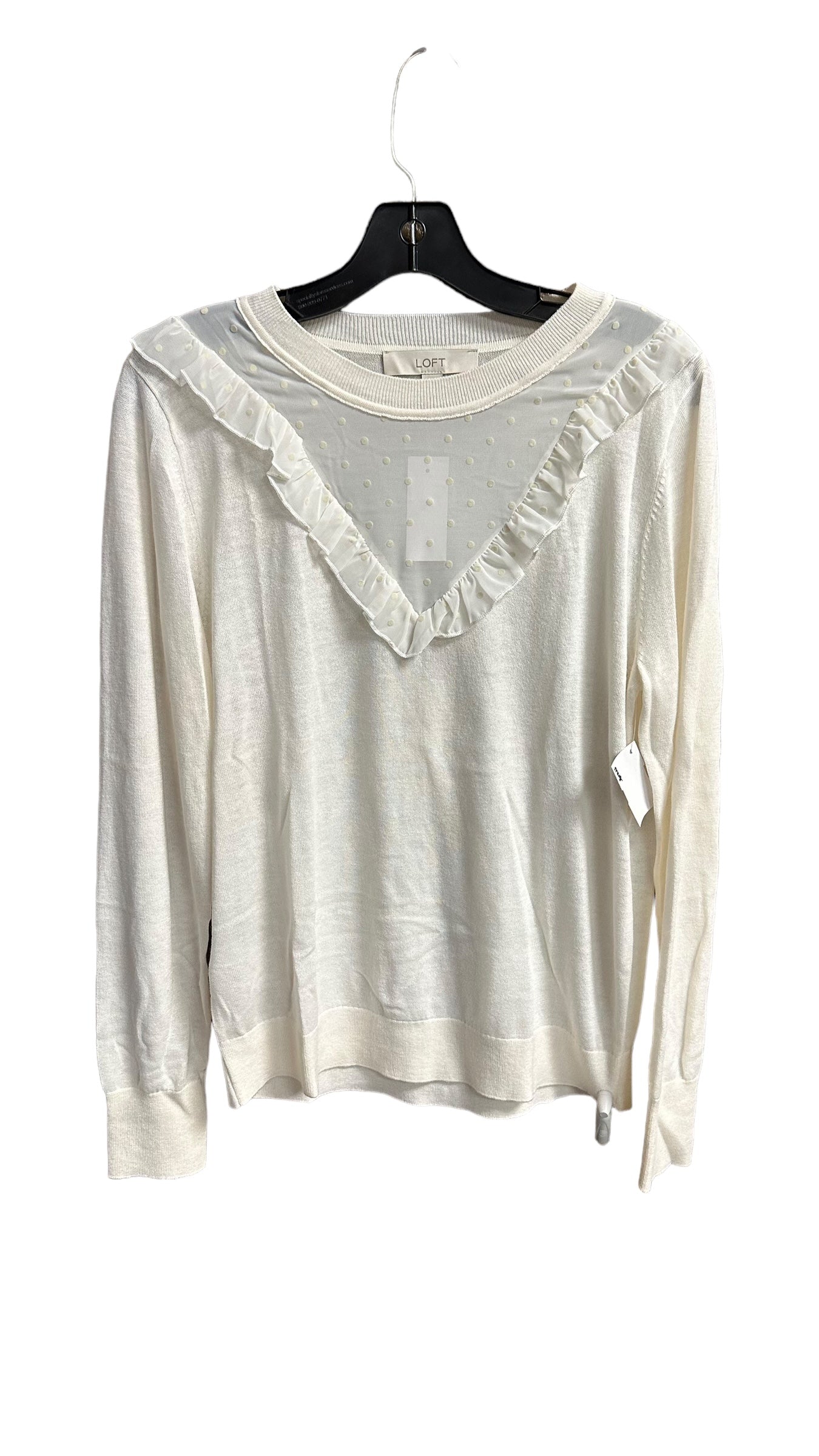 Top Long Sleeve By Loft In Ivory, Size: L