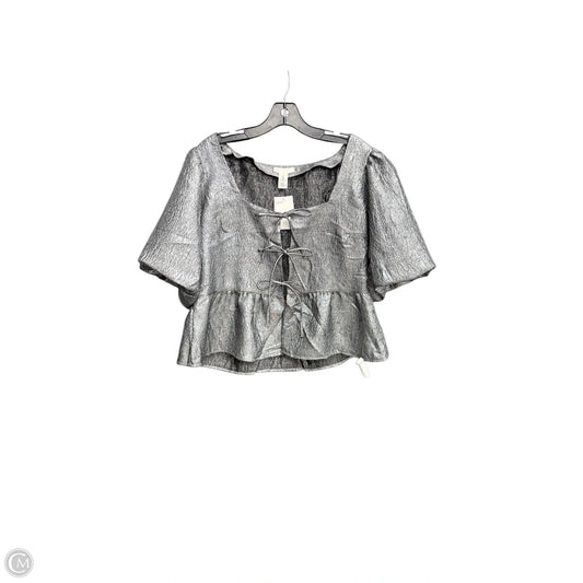 Top Short Sleeve By H&m In Silver, Size: L