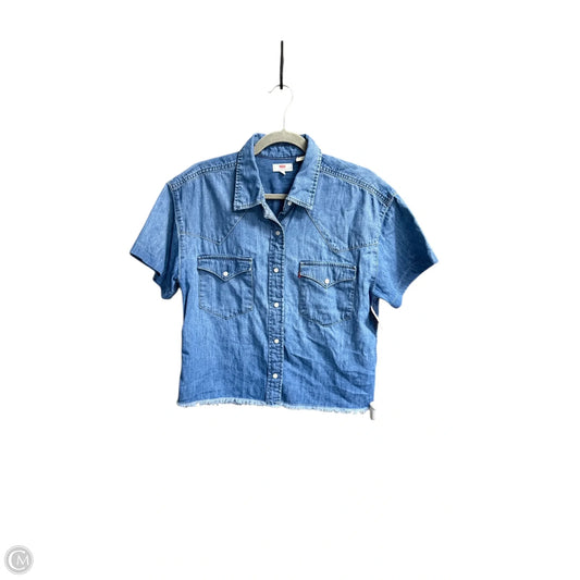 Top Short Sleeve By Levis In Blue Denim, Size: S