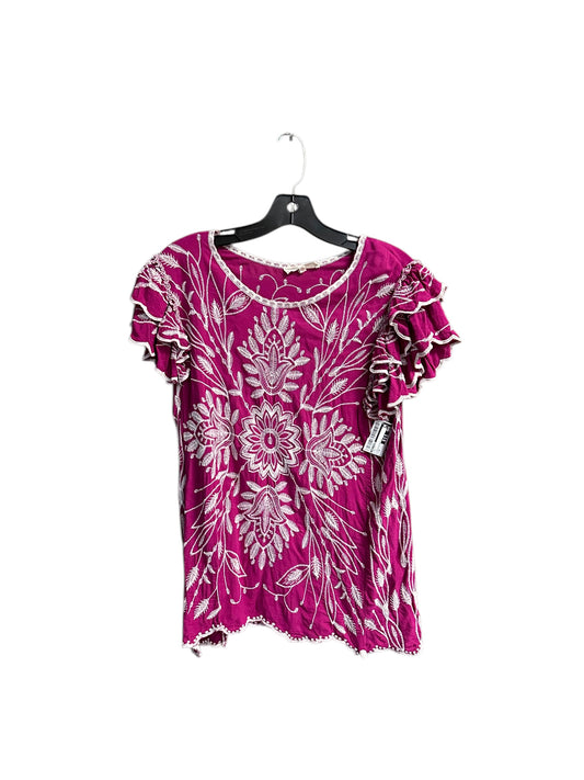 Top Short Sleeve By Solitaire In Pink, Size: M