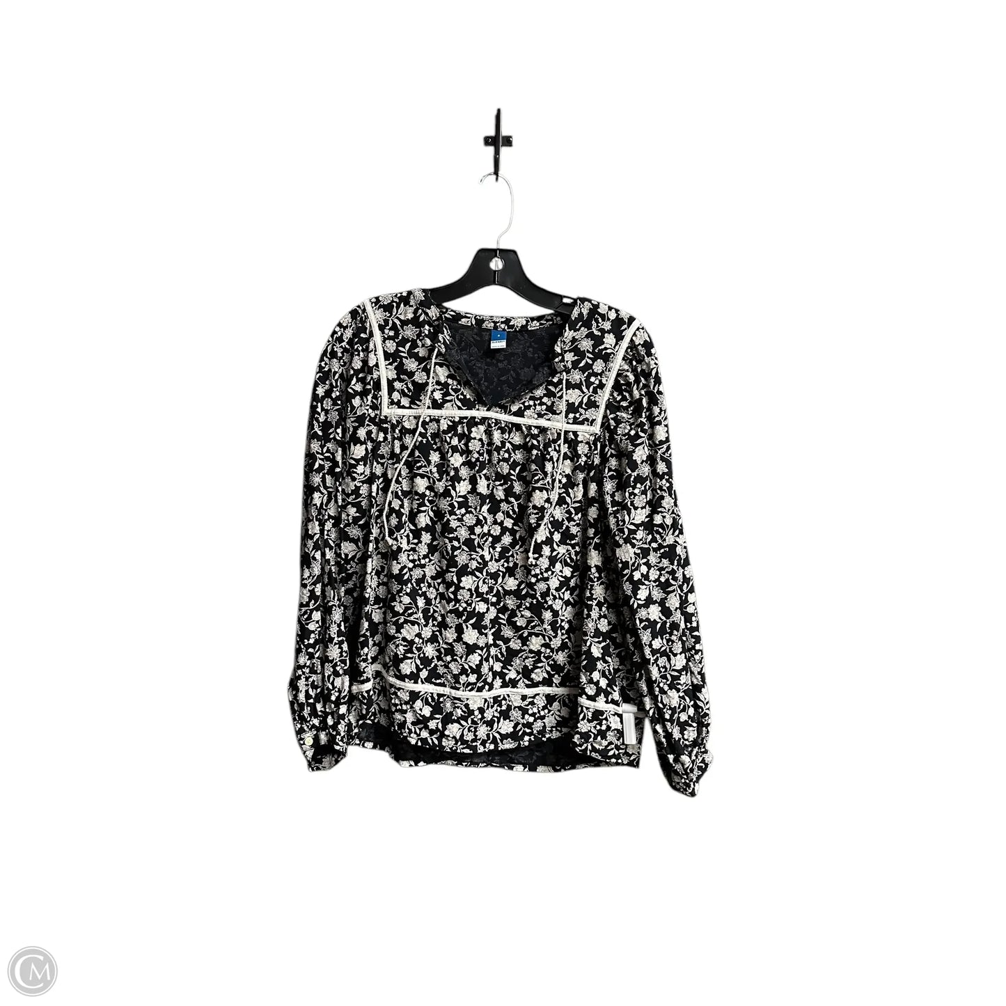 Top Long Sleeve By Old Navy In Black & Cream, Size: S