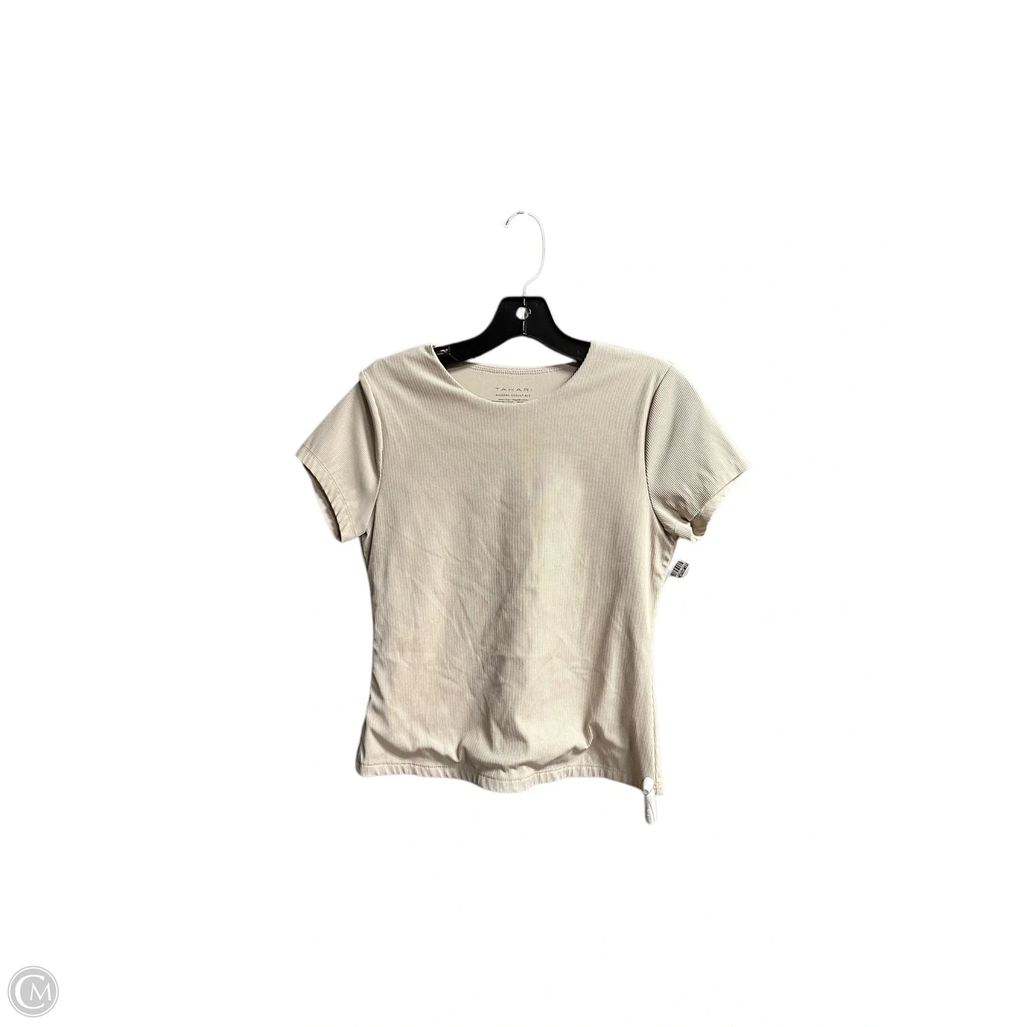 Top Short Sleeve Basic By Tahari By Arthur Levine In Beige, Size: S