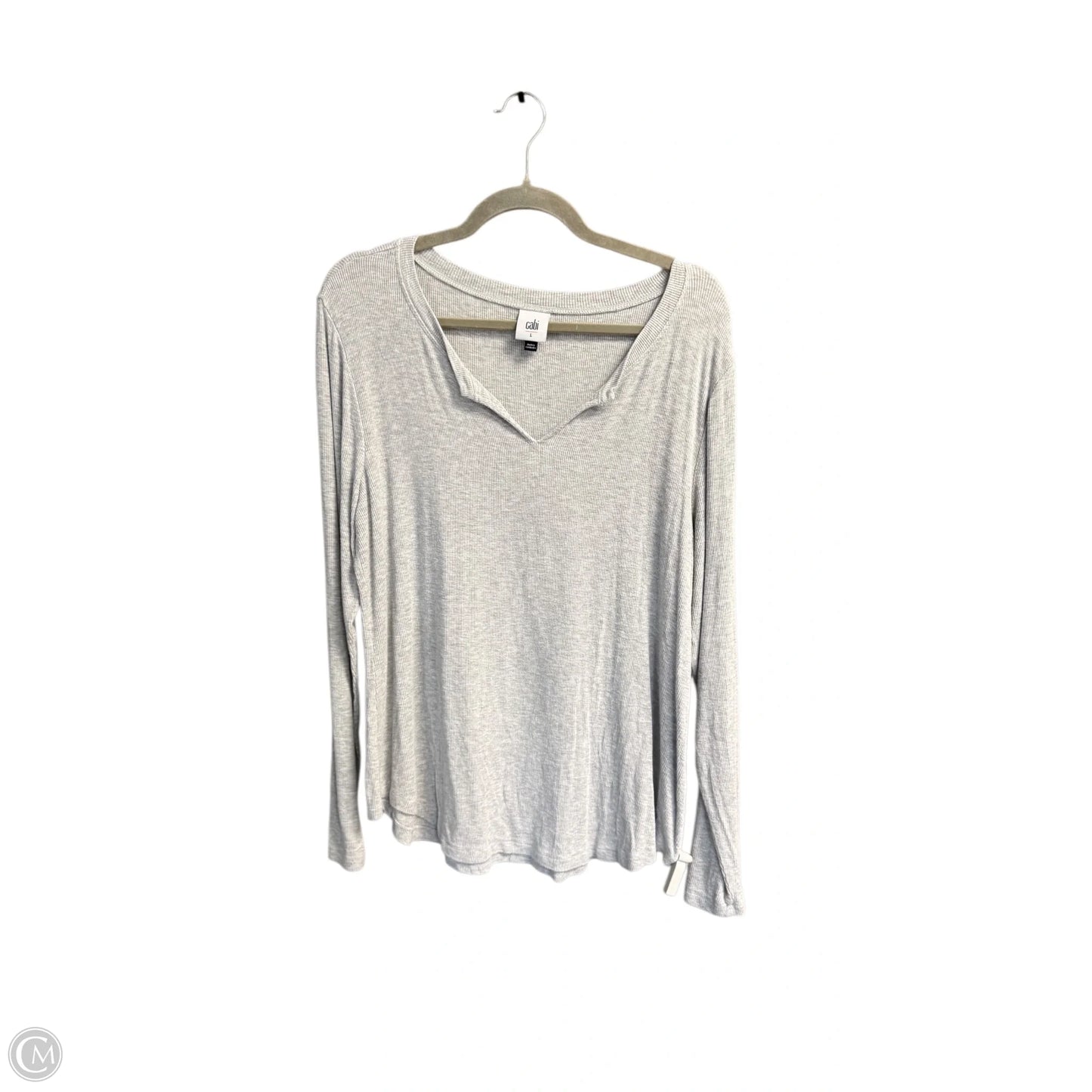 Top Long Sleeve Basic By Cabi In Grey, Size: L