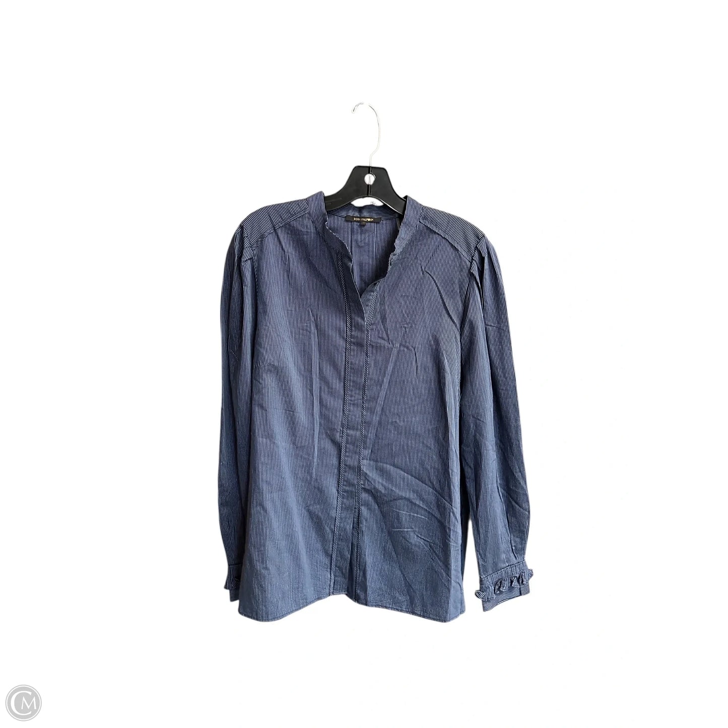 Blouse Long Sleeve By Clothes Mentor In Striped Pattern, Size: M