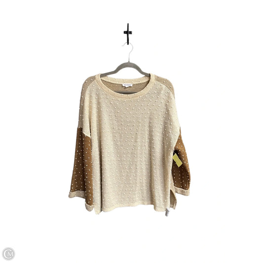 Top Long Sleeve By Blu Pepper In Cream & Tan, Size: L