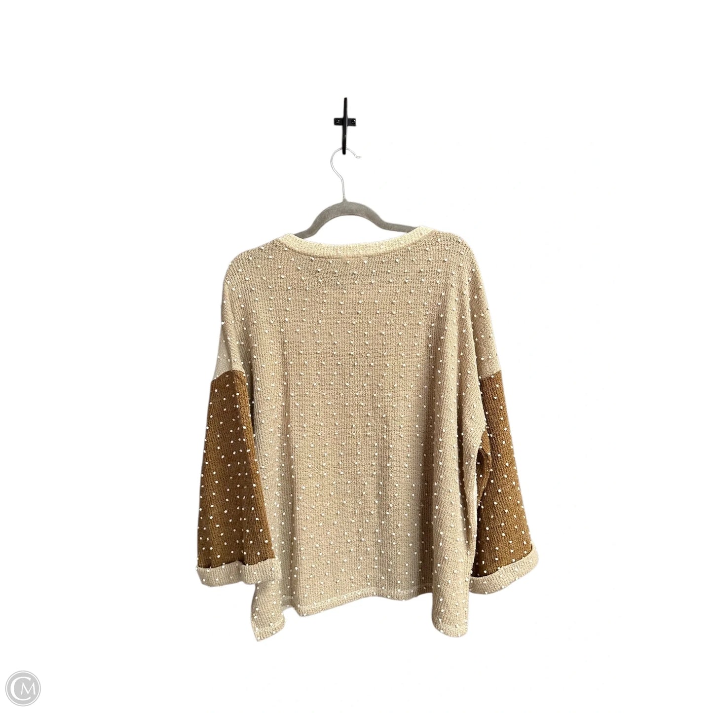 Top Long Sleeve By Blu Pepper In Cream & Tan, Size: L