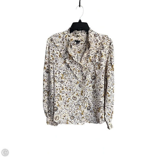 Blouse Long Sleeve By Ann Taylor In Cream, Size: L