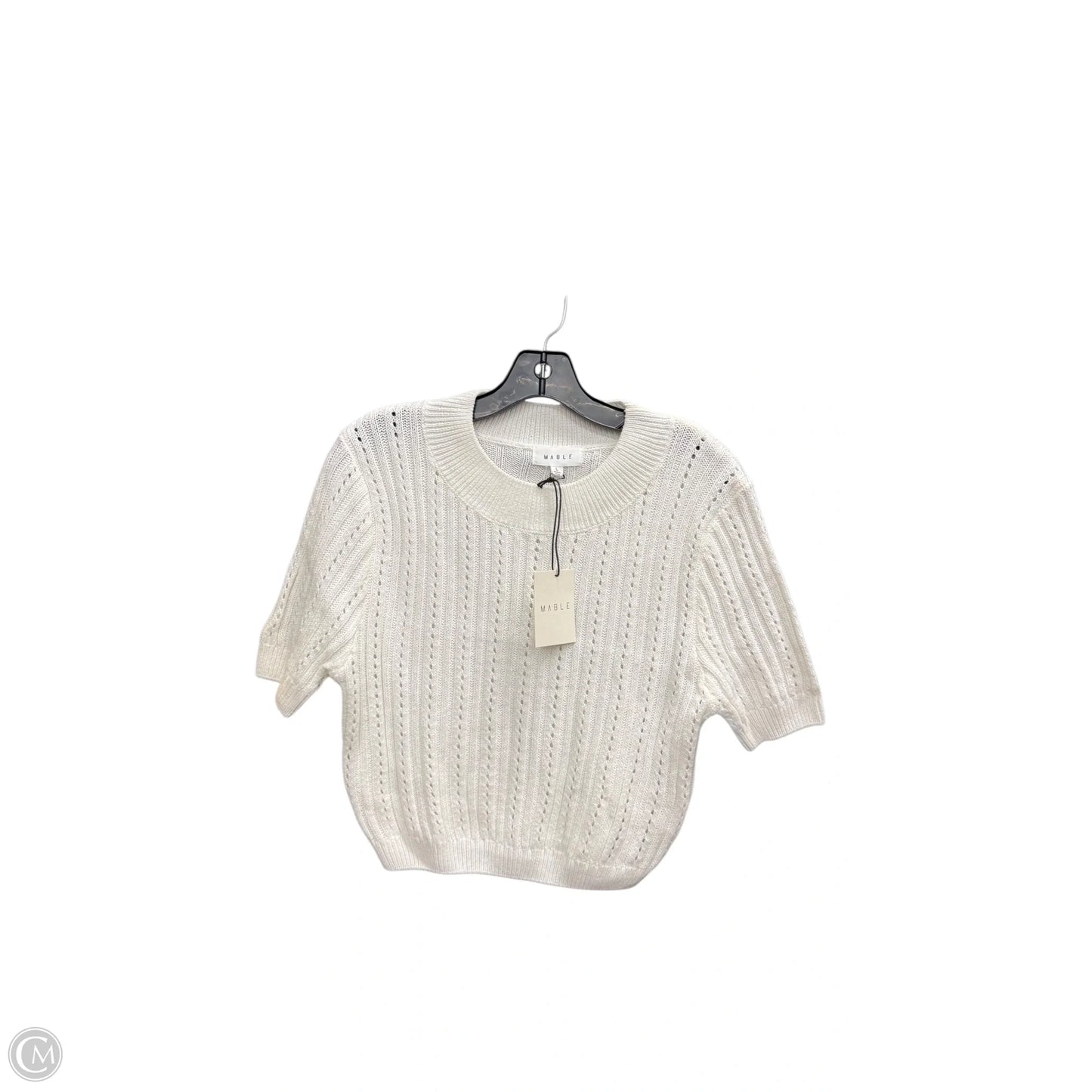 Sweater Short Sleeve By Mable In White, Size: L
