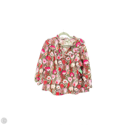 Top 3/4 Sleeve By Entro In Floral Print, Size: L