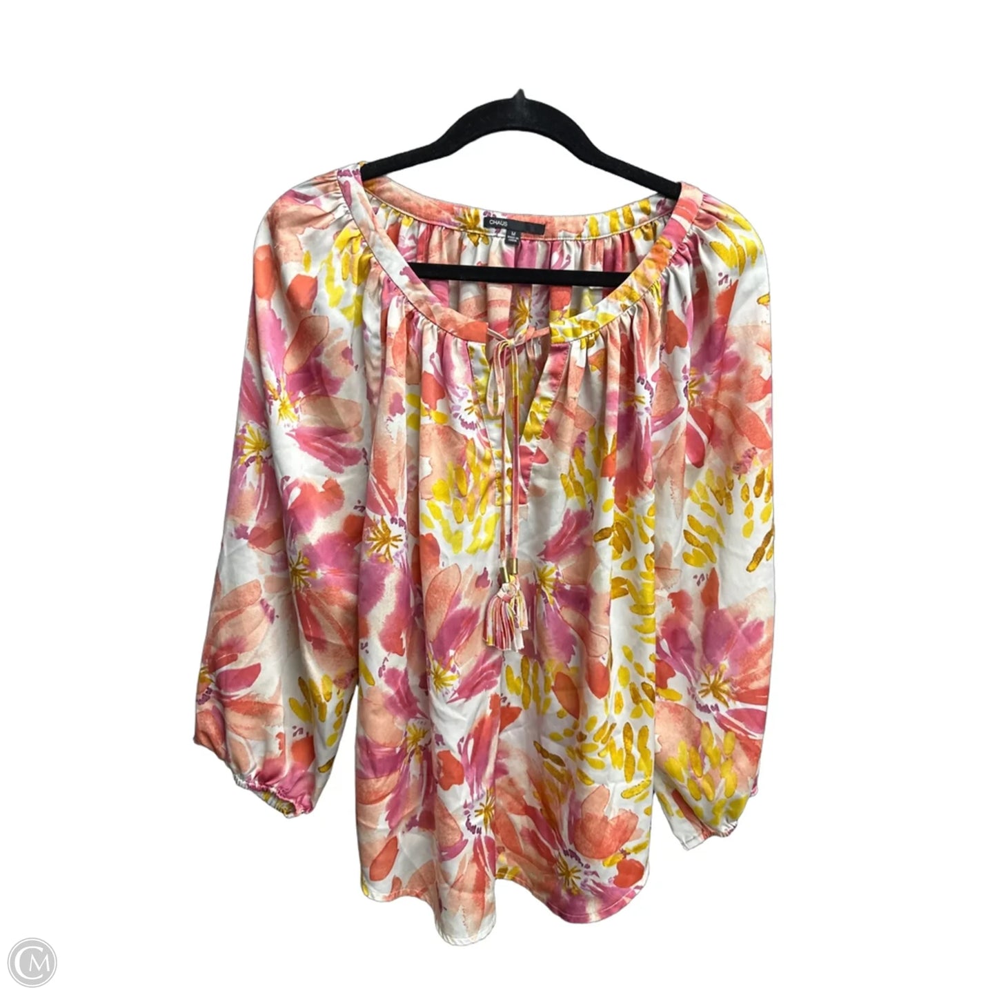 Top Long Sleeve By Chaus In Floral Print, Size: M