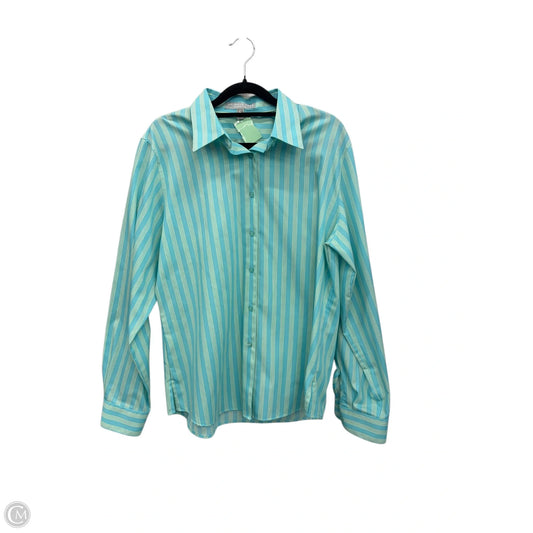 Blouse Long Sleeve By Foxcroft In Striped Pattern, Size: M