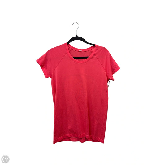 Athletic Top Short Sleeve By Lululemon In Coral, Size: M