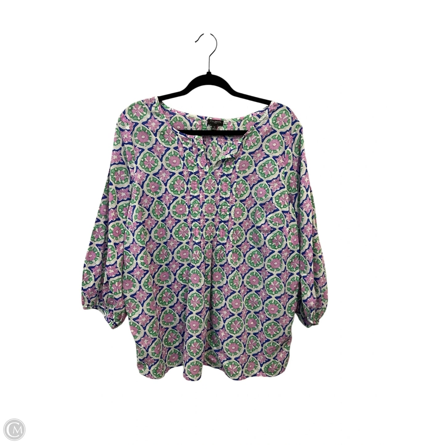 Top 3/4 Sleeve By Talbots In Geometric Pattern, Size: Xl