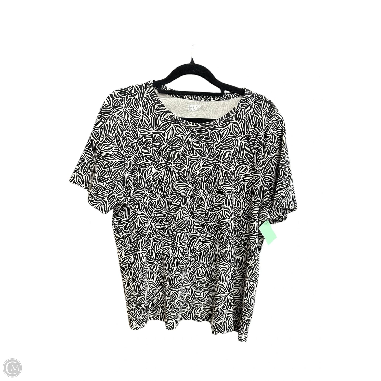 Top Short Sleeve Basic By Lands End In Floral Print, Size: Xl