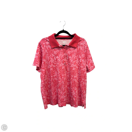 Blouse Short Sleeve By Lands End In Tropical Print, Size: Xl