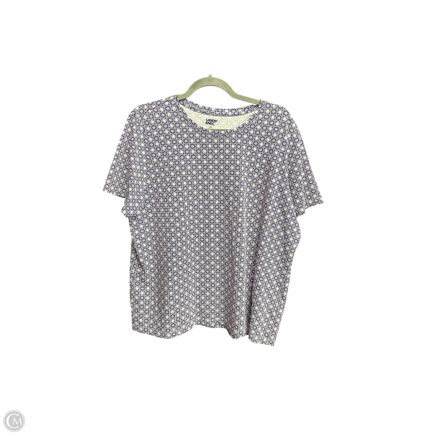 Top Short Sleeve Basic By Lands End In Geometric Pattern, Size: Xl