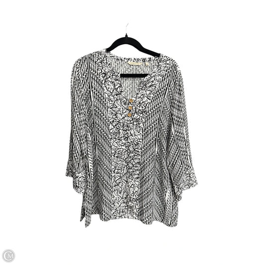 Top 3/4 Sleeve By Soft Surroundings In Black & White, Size: Xl
