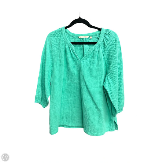 Top 3/4 Sleeve By Soft Surroundings In Green, Size: Xl