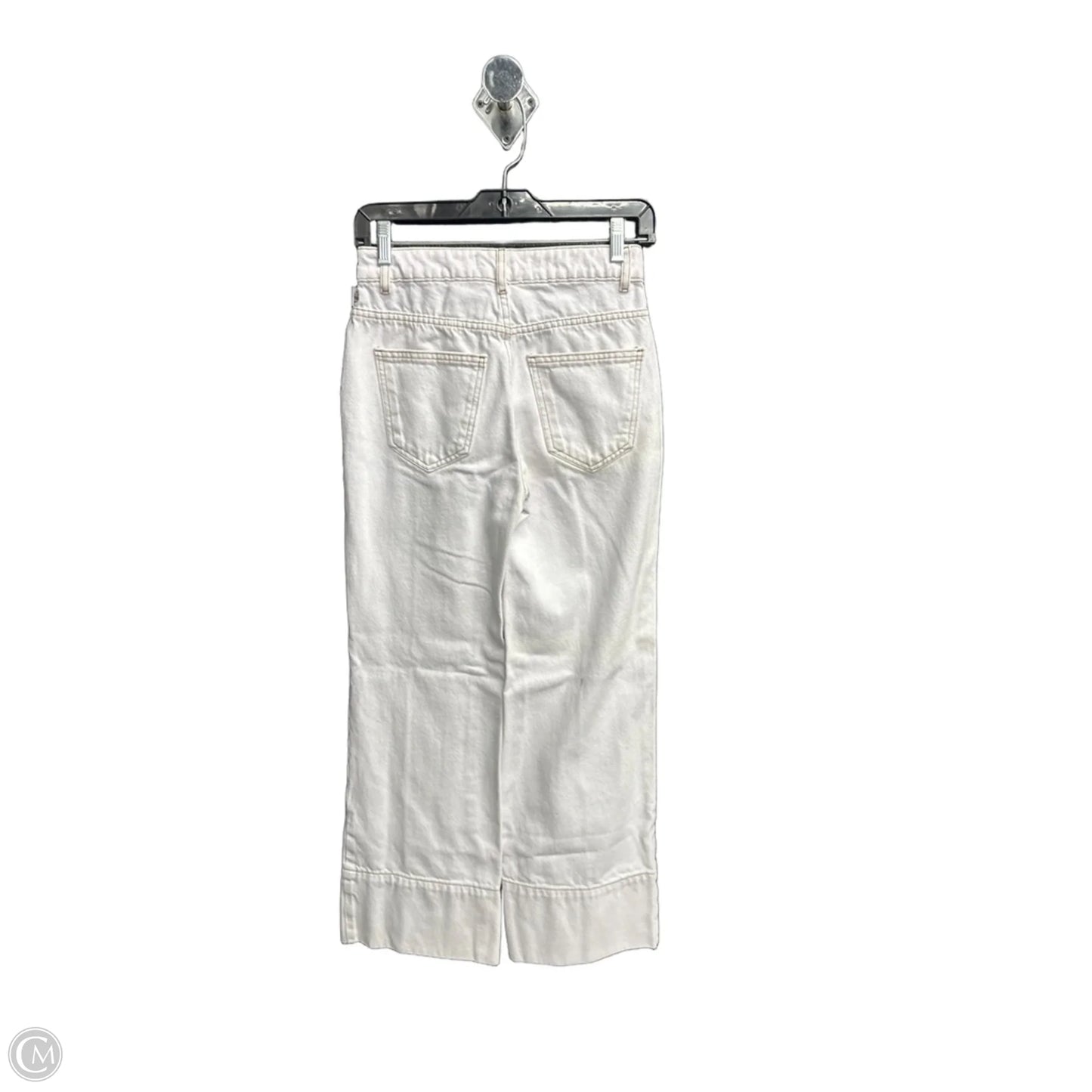 Jeans Wide Leg By Zara In White Denim, Size: 0