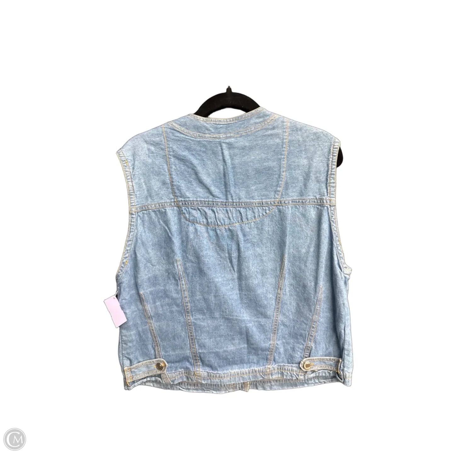 Blouse Sleeveless By Restricted In Blue Denim, Size: L
