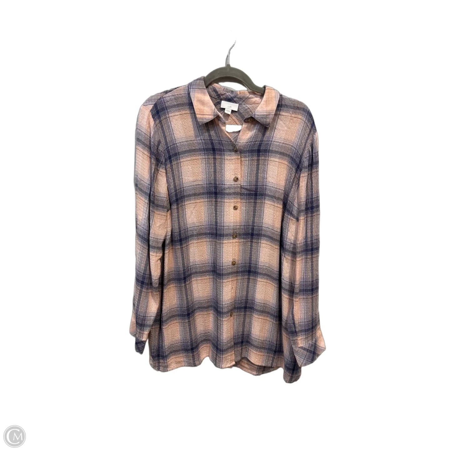 Blouse Long Sleeve By J. Jill In Plaid Pattern, Size: L