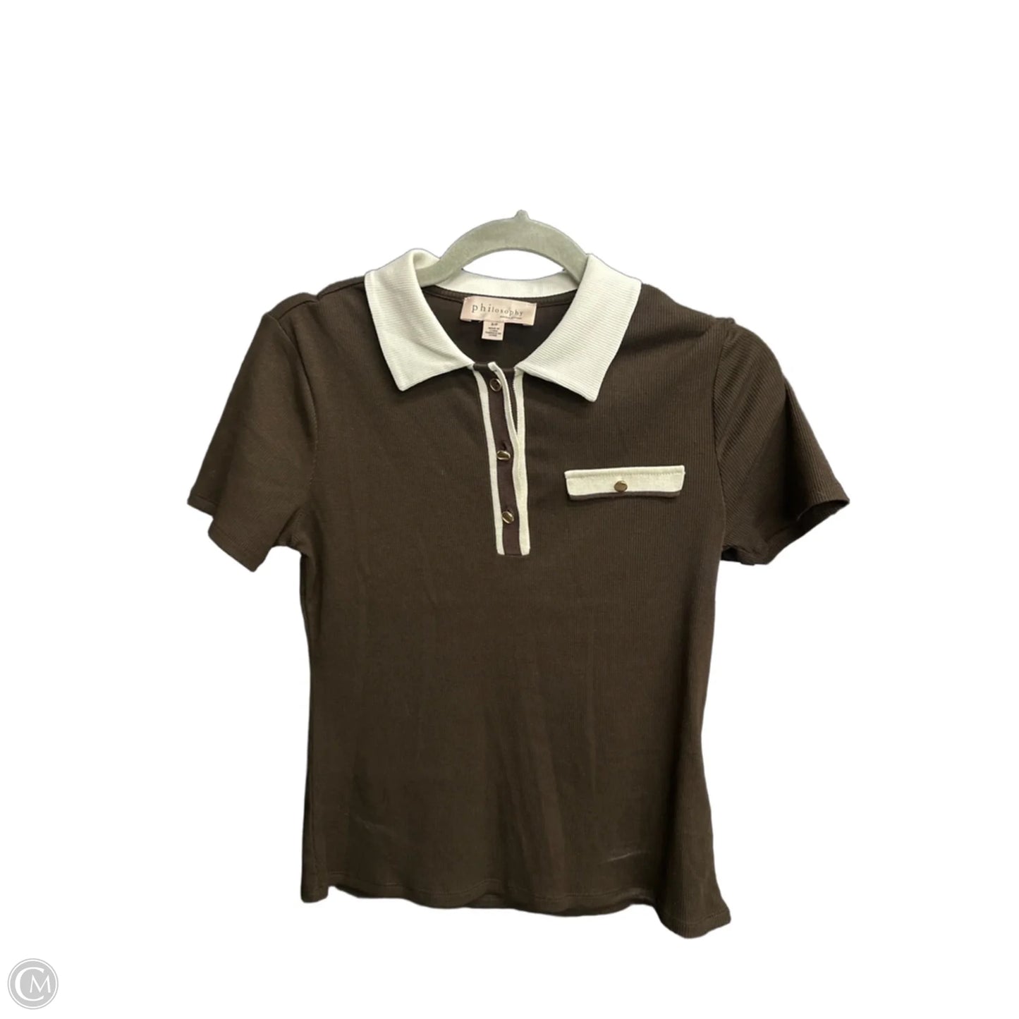 Top Short Sleeve By Philosophy In Brown, Size: S