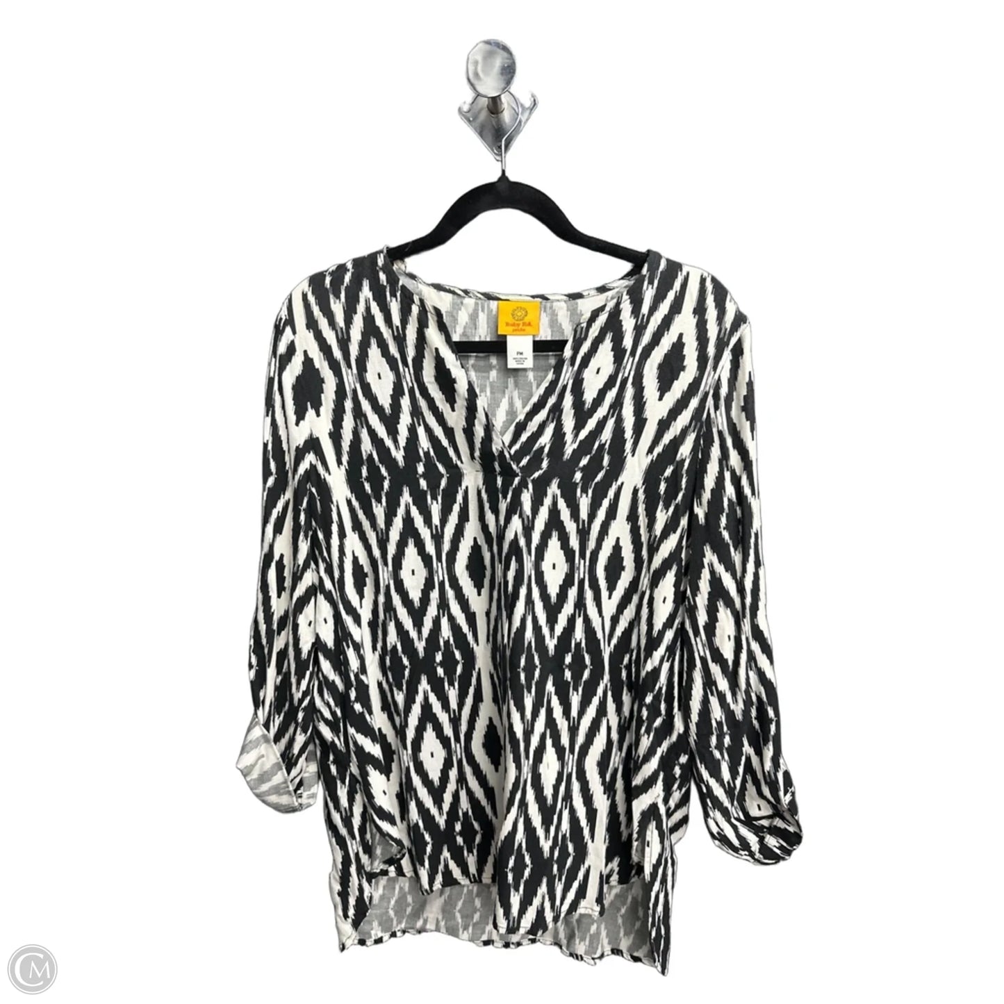 Top 3/4 Sleeve By Ruby Rd In Geometric Pattern, Size: Mp