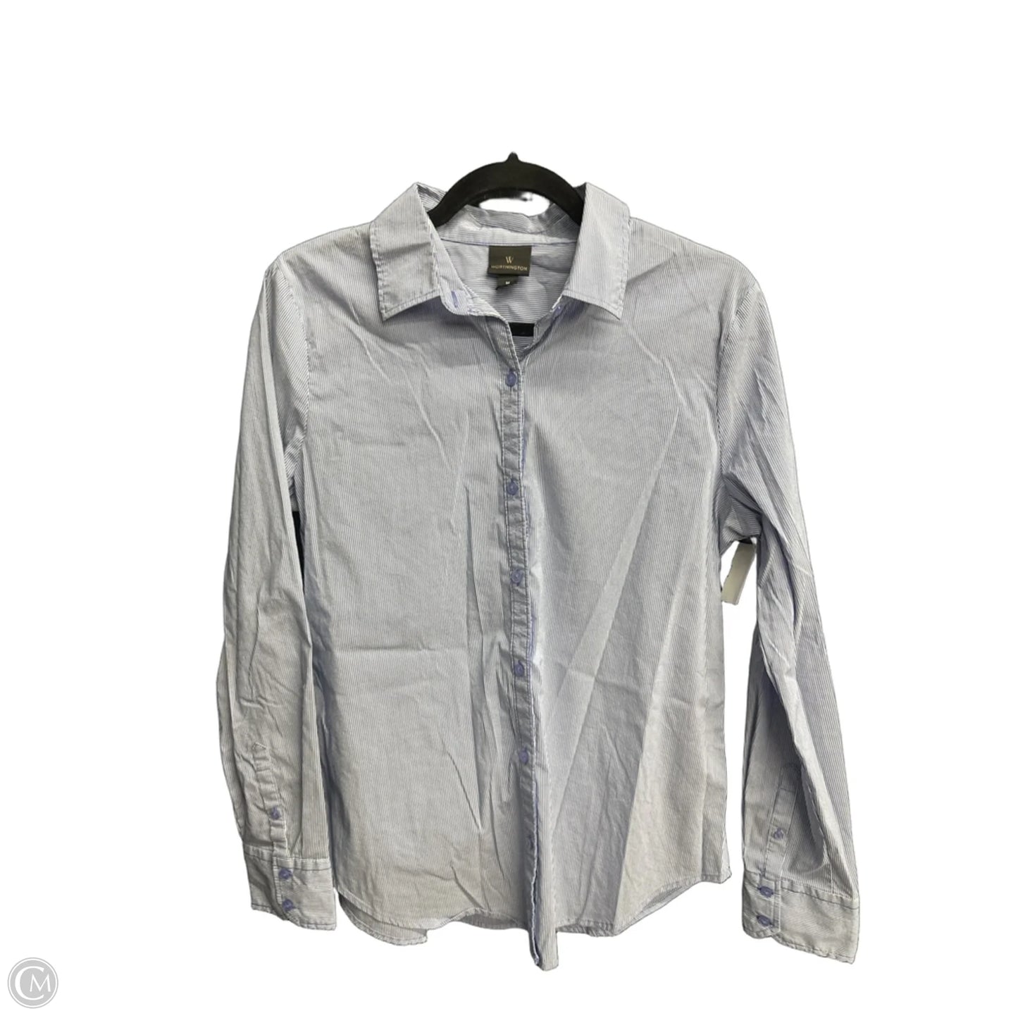 Blouse Long Sleeve By Worthington In Striped Pattern, Size: M