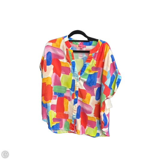 Blouse Short Sleeve By Flying Tomato In Multi-colored, Size: S
