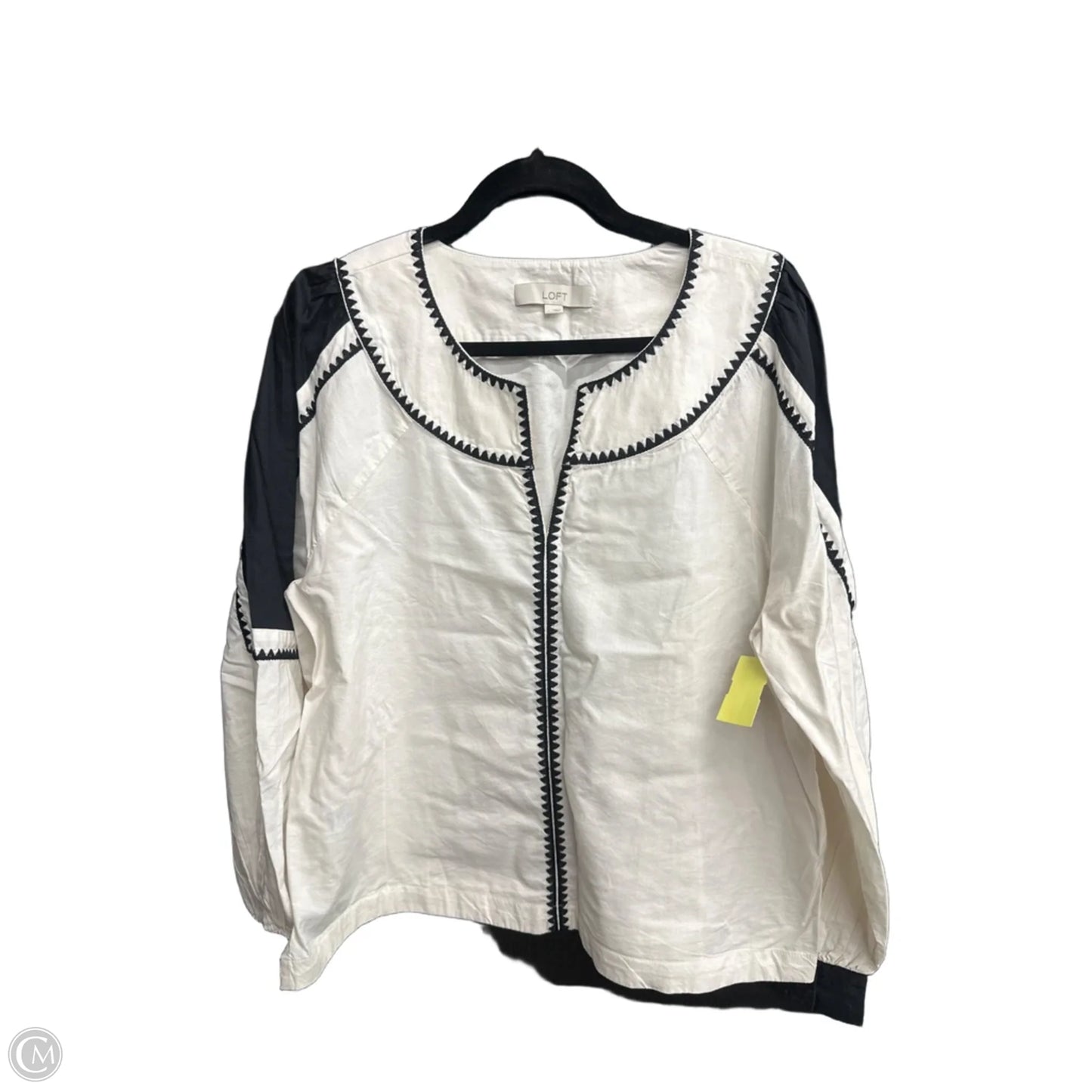 Top Long Sleeve By Loft In White, Size: L