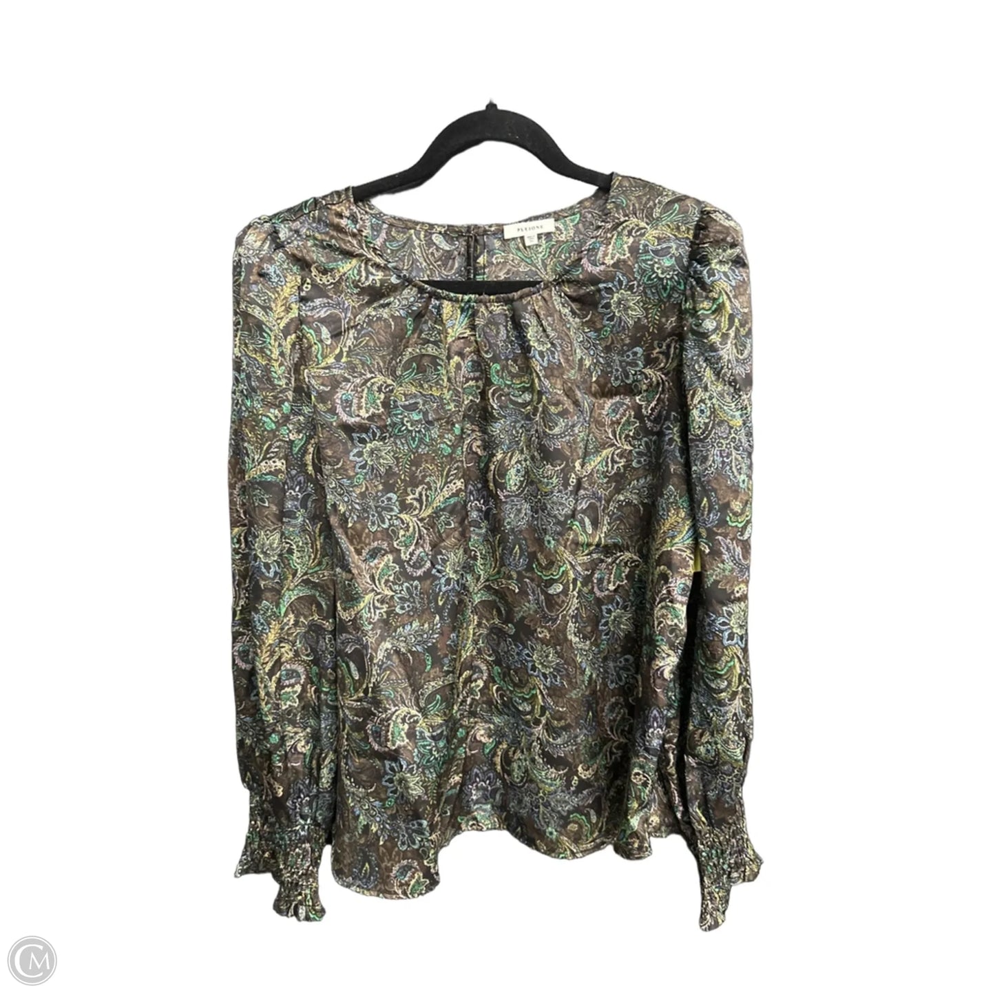 Top Long Sleeve By Pleione In Paisley Print, Size: Xl