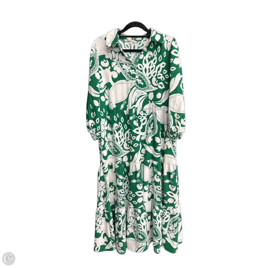 Dress Casual Midi By 52seven In Green & White, Size: L