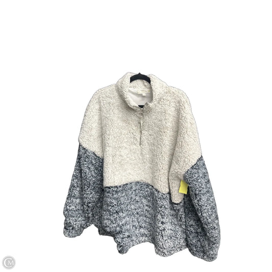 Jacket Faux Fur & Sherpa By Suzanne Betro In Grey & White, Size: 4x