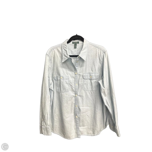 Blouse Long Sleeve By Lauren By Ralph Lauren In Blue Denim, Size: 2x