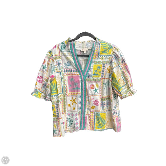 Top Short Sleeve By Chenault In Tropical Print, Size: Xl