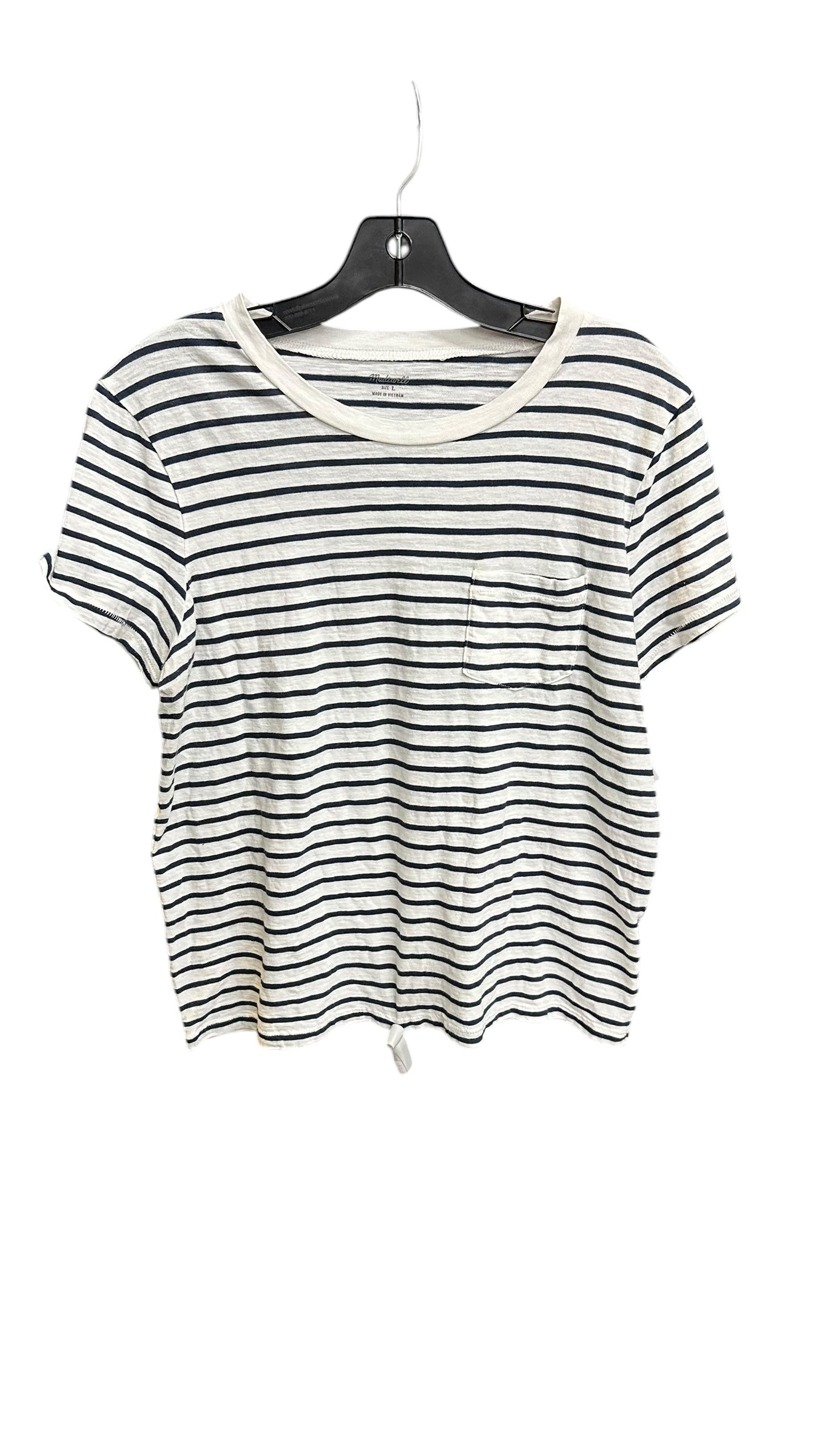 Top Short Sleeve Basic By Madewell In Striped Pattern, Size: L